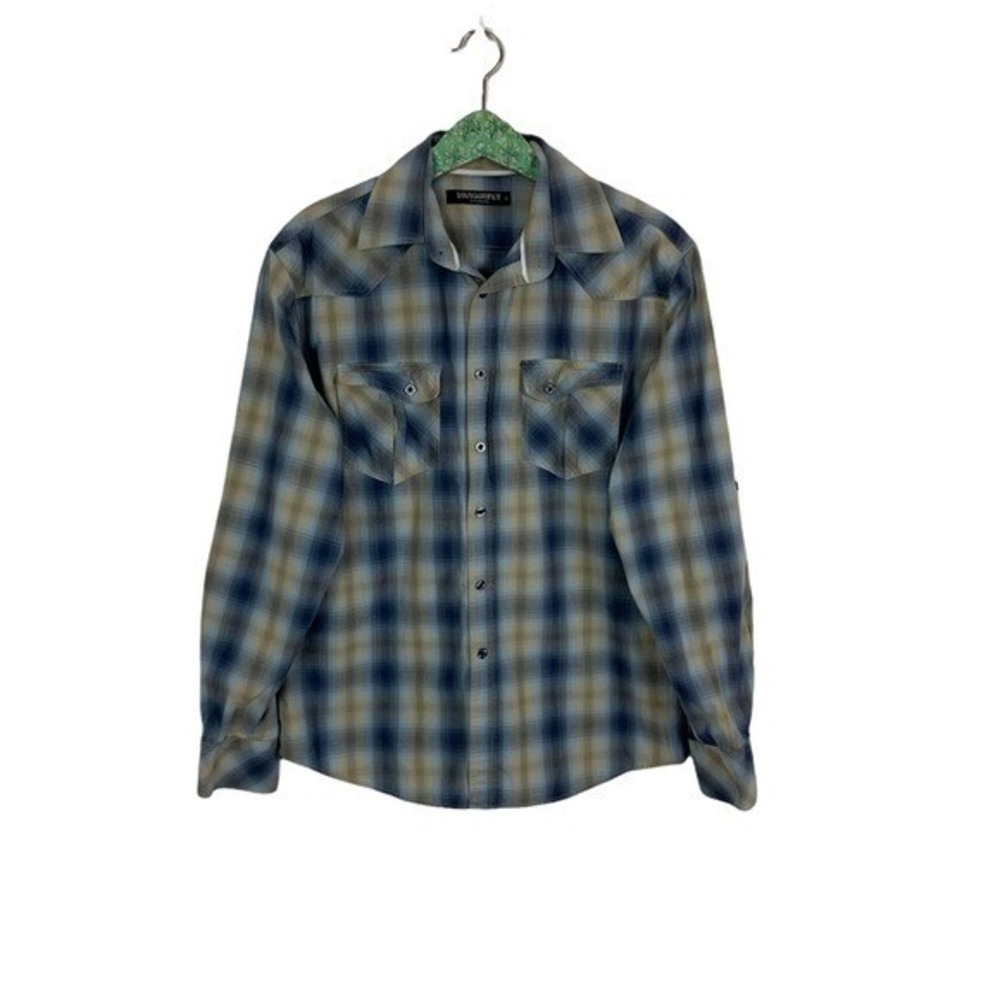 Dragonfly By Edward Dada Rockaholic Plaid Flannel Shirt Skull Embroidery Medium